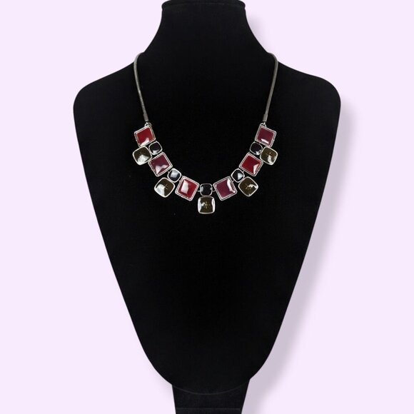 (2/$20) Passion Red & Black Enamel Necklace - Picture 1 of 6
